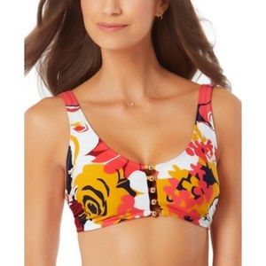 Anne Cole Signature Womens Wallflower Beaded Bikini Top, Size Large